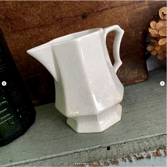 Vintage Independence Ironstone Interpace Japan Octagonal White Creamer - Picture 3 of 9